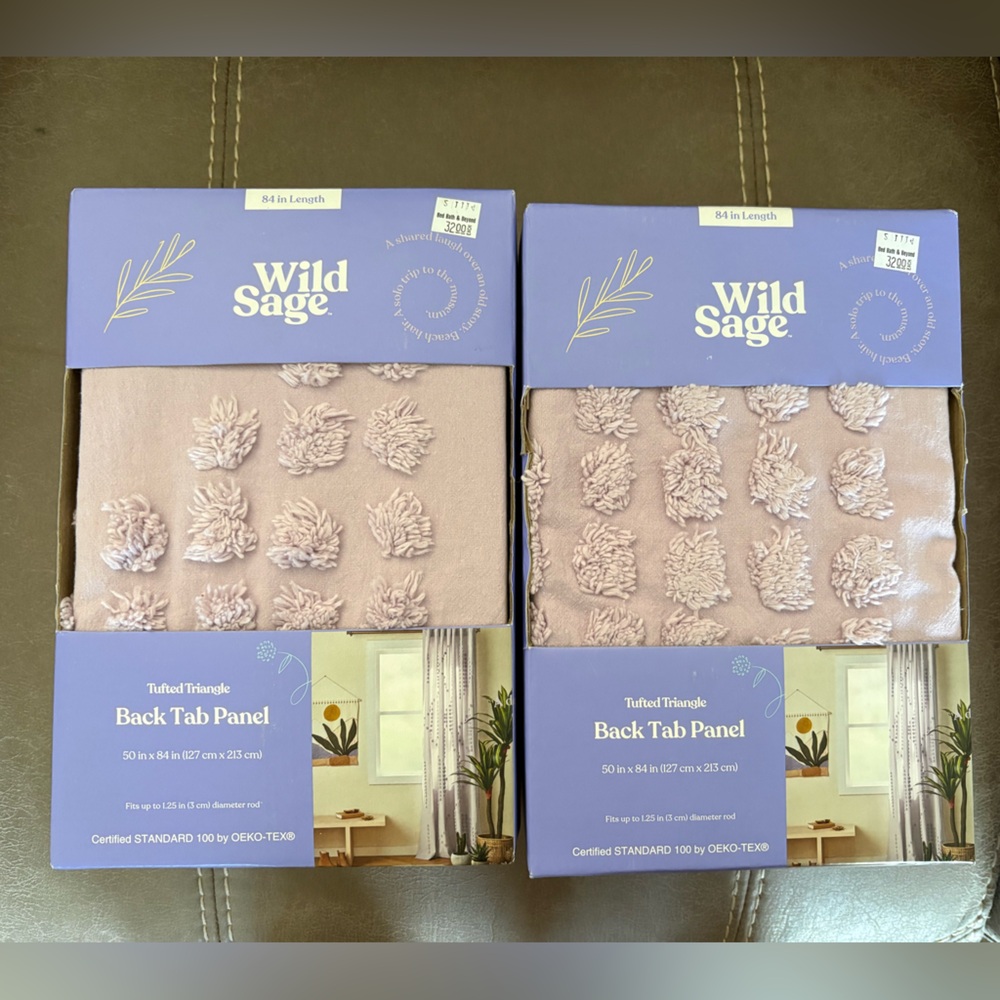 TWO NWT Wild Sage Tufted Back Tab Panel